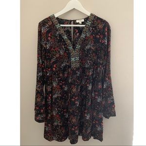 Floral Print Umgee dress with slight bell sleeve